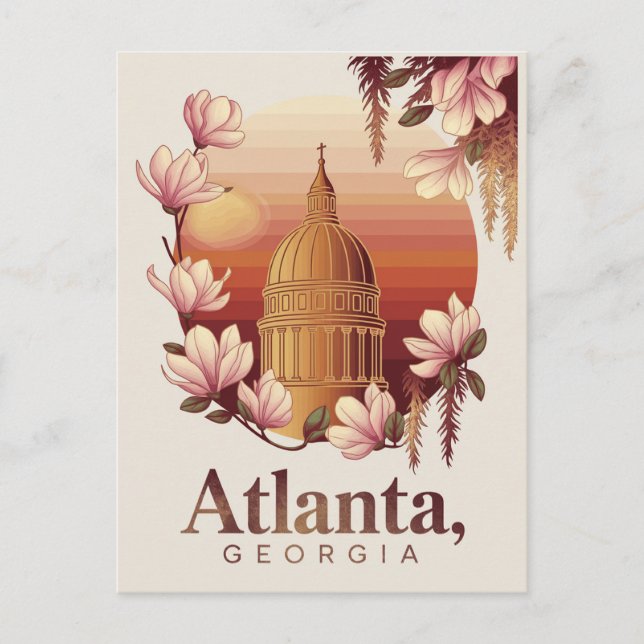 Carte Postale Atlanta Géorgie Dôme Fleur de Coton Voyage (Devant)
