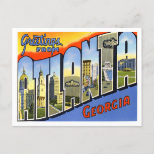 Carte postale Atlanta, Géorgie Vintage Big Letters