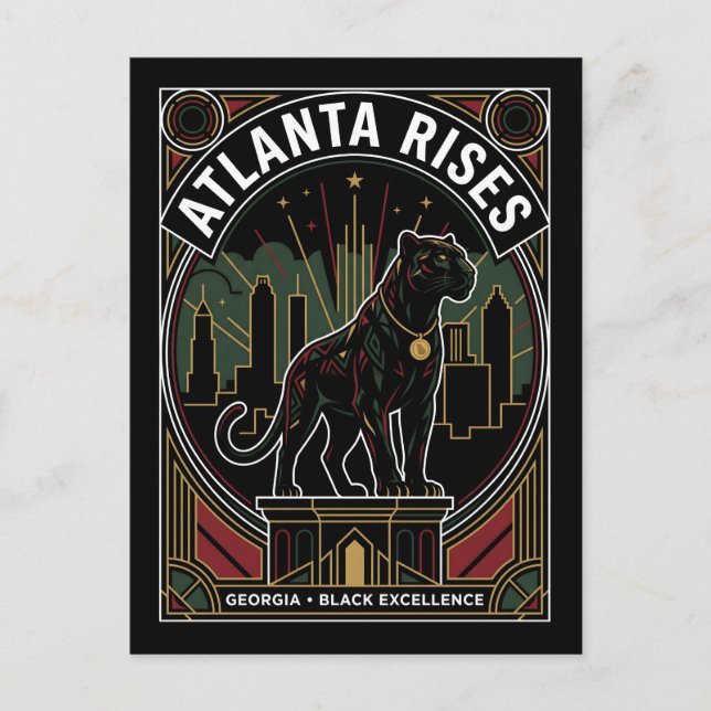 Carte Postale Atlanta Rises Black Panther Black Excellence Art (Devant)