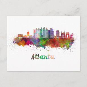 Carte Postale Atlanta V2 skyline in watercolor