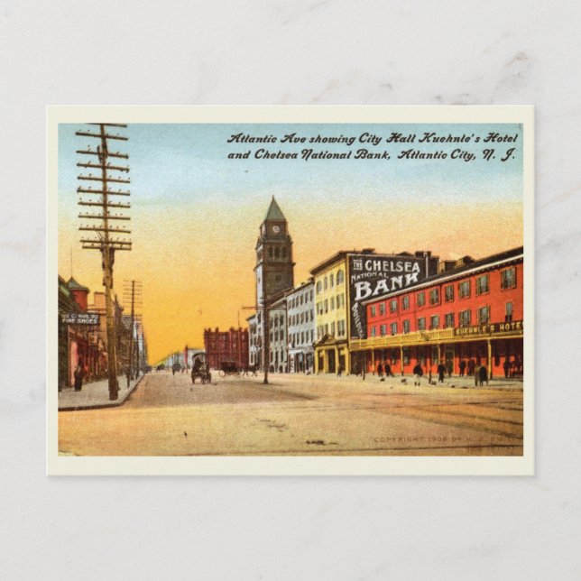 Carte Postale Atlantic Ave., Atlantic City 1908 Vintage (Devant)
