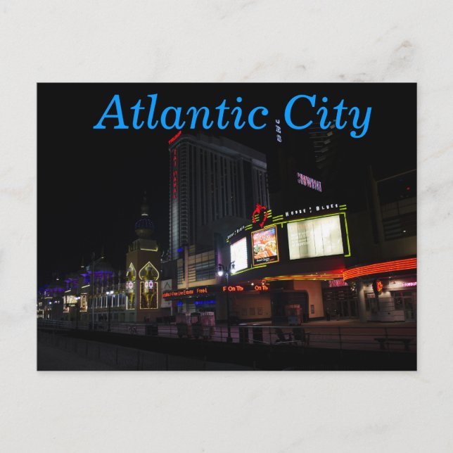Carte Postale Atlantic City la nuit (Devant)