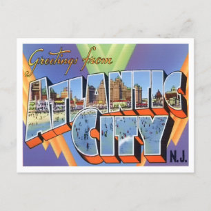 Carte Postale Atlantic City, New Jersey Vintage Big Letters