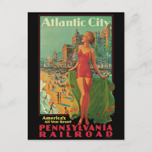 Carte Postale Atlantic City Resort, Pennsylvania Railroad Travel