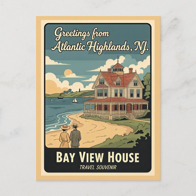 Carte Postale Atlantic Highlands NJ Bay View House (Devant)