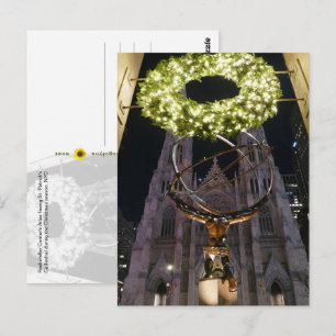 Carte Postale Atlas & Cathédrale St. Patrick, Noël, NYC -