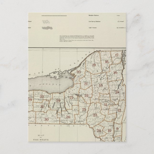 Carte Postale Atlas de l'État de New York (Devant)