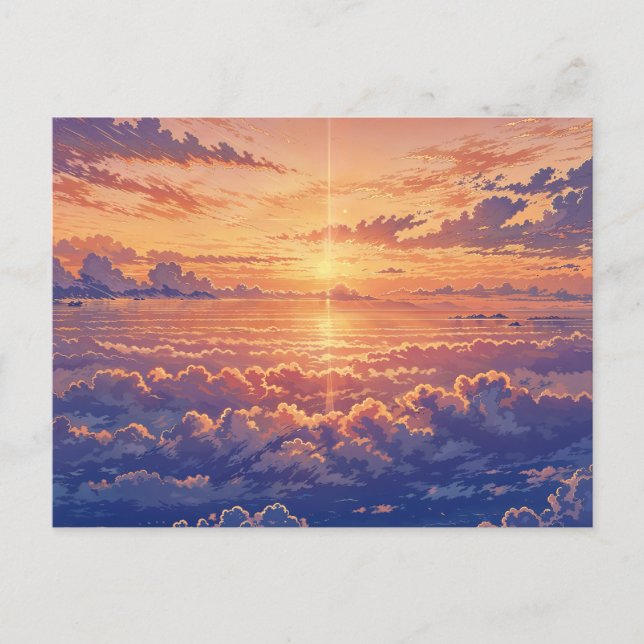Carte Postale Atmosphère Ensoleillée - Style d'Art Illustration  (Devant)
