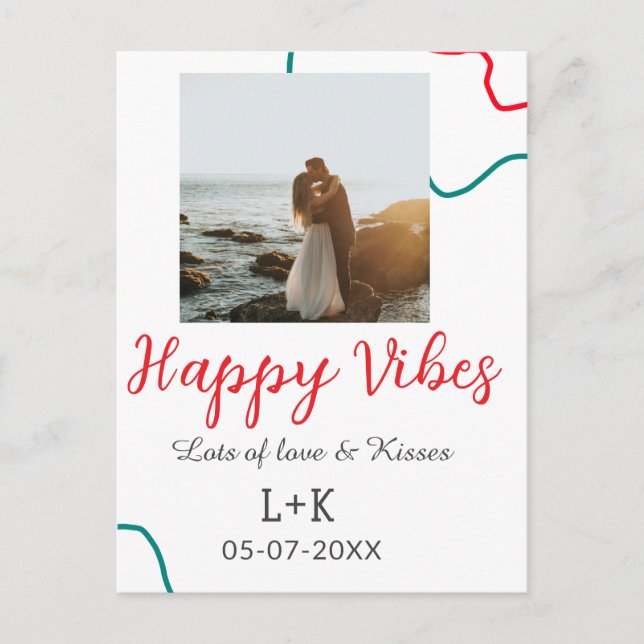 Carte Postale Atmosphère heureuse nom de couple date de mariage  (Devant)