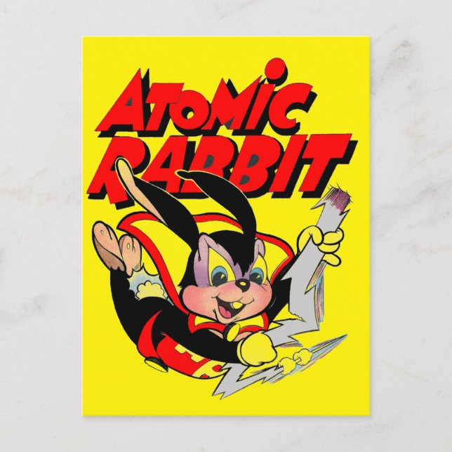 Carte Postale Atomic Rabbit drôle animal furtif super-héros (Devant)