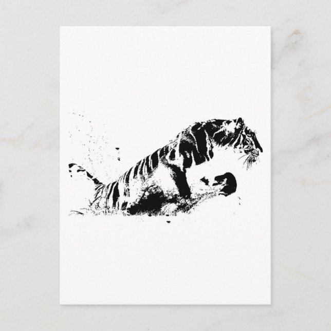 Carte Postale Attaque au tigre (Devant)