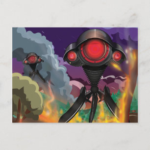 Carte Postale Attaque de trépied extraterrestre de science-ficti