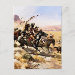 Carte Postale « Attaque d'un convoi de chariots » par Charles M 