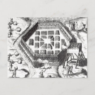 Carte Postale Attaque sur un village Iroquois