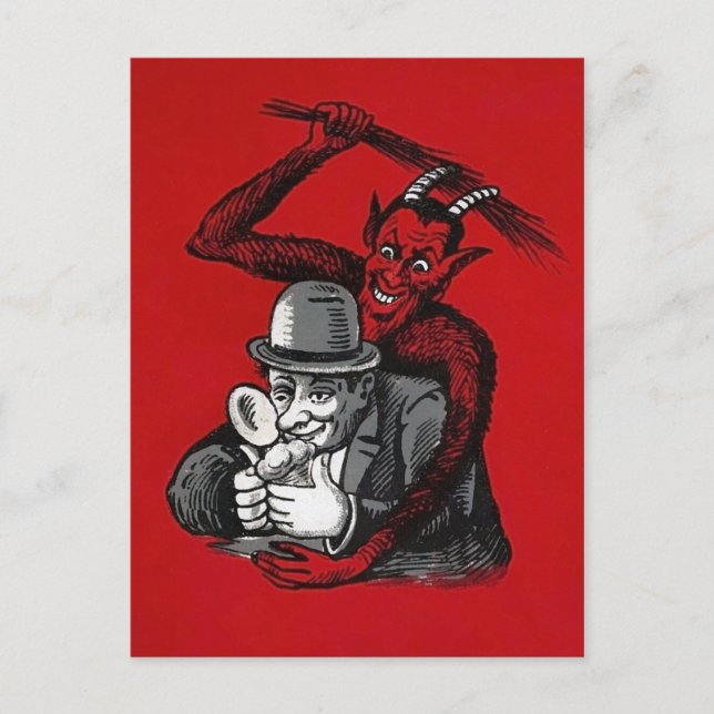 Carte Postale Attaque vintage du diable victorien (Devant)