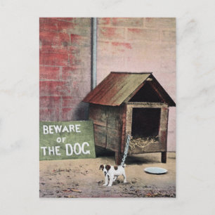 Carte Postale Attention à la pancarte de chien avec petit chien