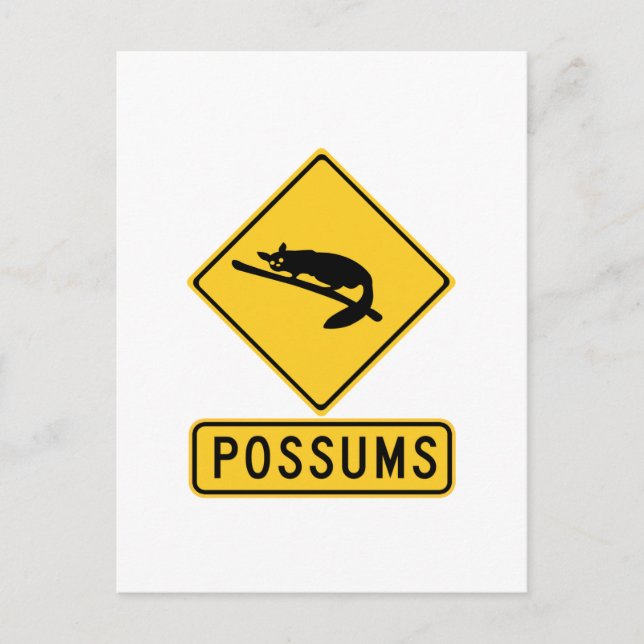 Carte Postale Attention Avec Possum 2, Signal D'Avertissement De (Devant)