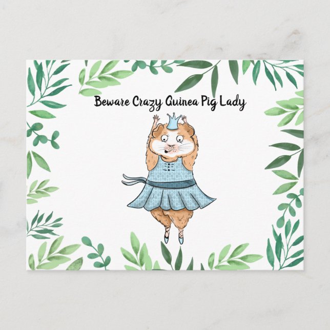 Carte Postale Attention Dame Souris Rongeur Folle  cochon d'Inde (Devant)