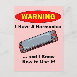 Carte Postale Attention! J'Ai Une Harmonica ...