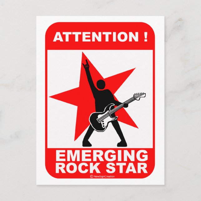 Carte Postale Attention ! nouvelle rock star ! (Devant)