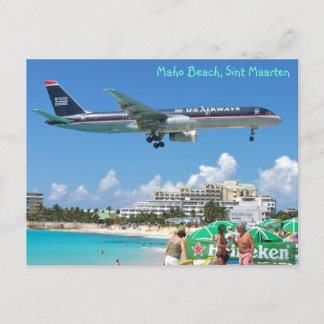 Carte Postale Atterrissage aérien sur Maho Beach, Sint Maarten,