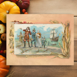 Carte Postale Atterrissage des pèlerins vintages à Plymouth Rock