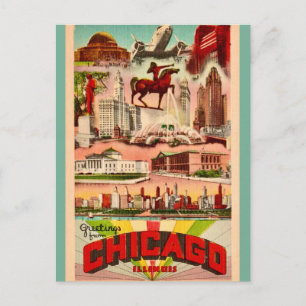 Carte Postale Attractions Rétro Chicago 