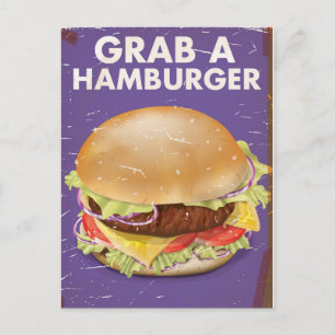Carte Postale Attrape un Hamburger Affiche de nourriture vintage