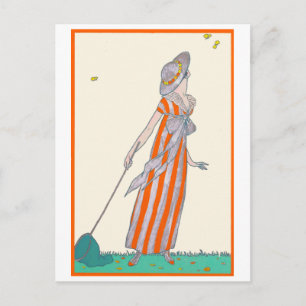 Carte Postale Attraper les papillons George Barbier La mode fran