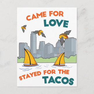 Carte Postale ATX : Venu pour l'amour / Resté pour les Tacos