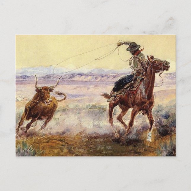 Carte Postale « Au bord de l'étang » par Charles M. Russell (Devant)