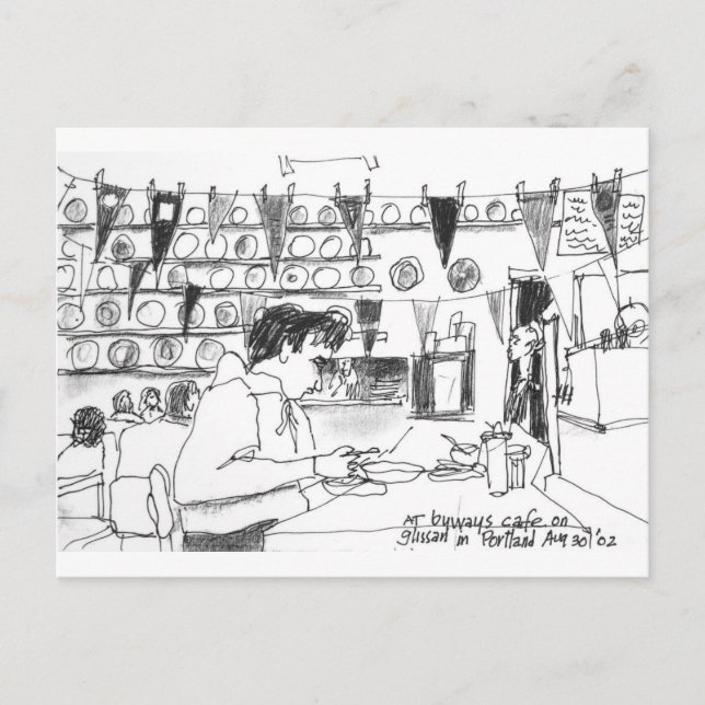 Carte Postale Au café Byways de Glissan, Portland, Oregon (Devant)