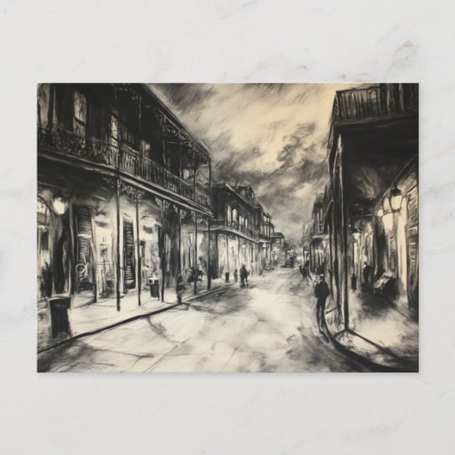 Carte postale au charbon de bois du Quartier franç (Devant)