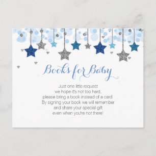 Carte Postale Au-dessus de la lune Baby shower bleu argent livre