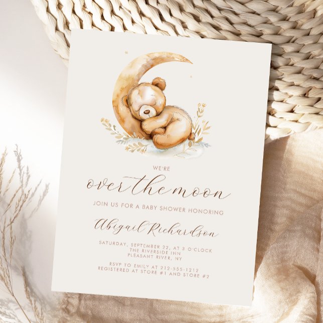 Carte Postale Au-dessus de la lune Boho Teddy Bear Baby shower n (Créateur téléchargé)