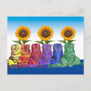 Carte Postale Au-dessus des chats arc-en-ciel
