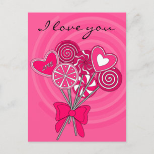 Carte postale au lollipop rose