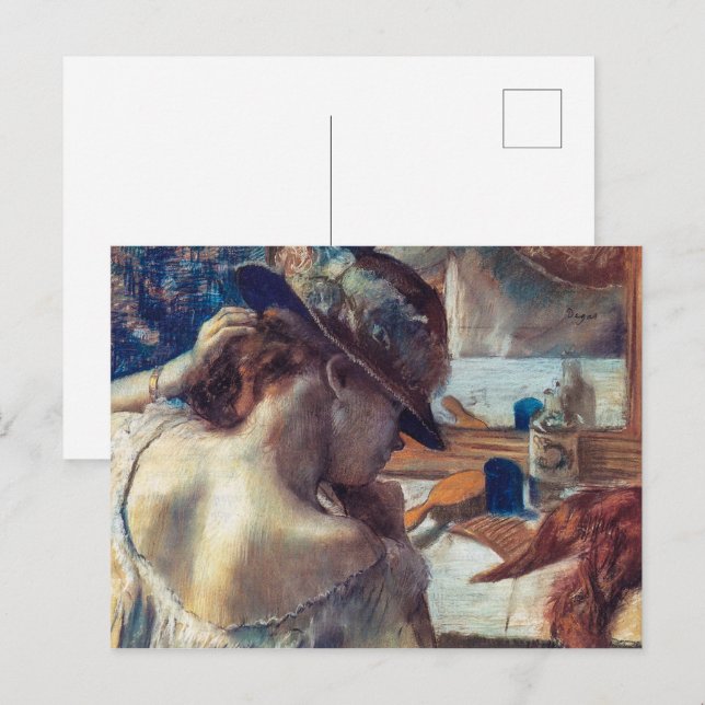 Carte Postale Au miroir | Edgar Degas | (Devant / Derrière)