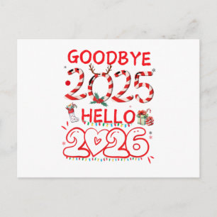 Carte Postale Au revoir 2025 Bonjour 2026 Joyeux Noël Bonne Anné