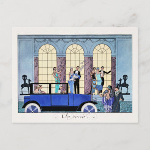 Carte Postale Au revoir, illustration Art Déco 1920
