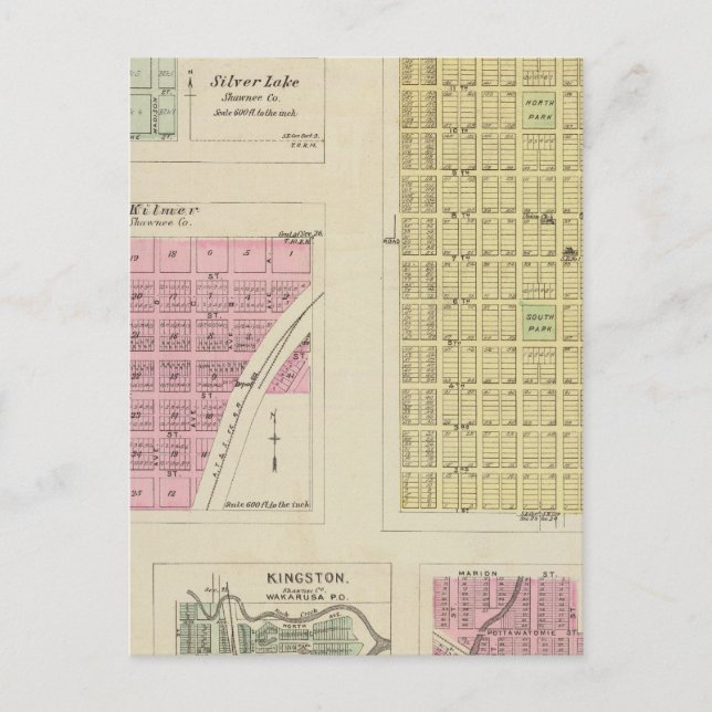 Carte Postale Auburn, Silver Lake, Kilmer et Richland, Kansas (Devant)