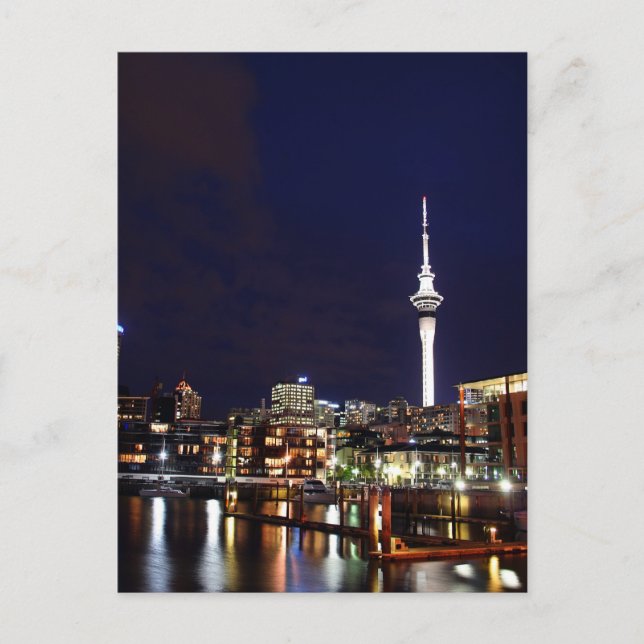 Carte Postale Auckland City, Nouvelle-Zélande à la nuit (Devant)