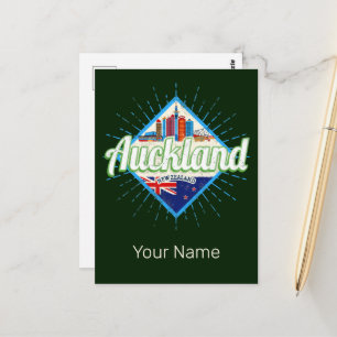 Carte Postale Auckland Nouvelle-Zélande skyline rétro vintage
