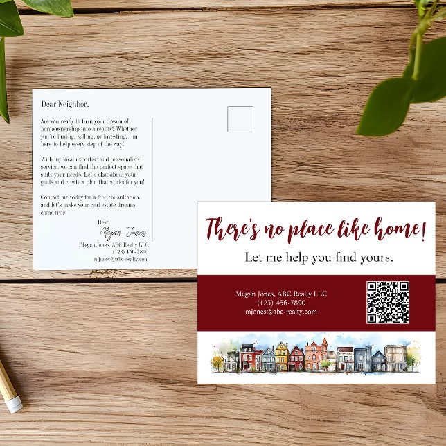 Carte Postale Aucun Endroit Comme Accueil Immobilier Marketing B (Créateur téléchargé)