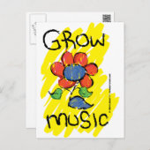 Carte Postale Augmentez Un Peu De Musique. Conception de fleurs  (Devant / Derrière)