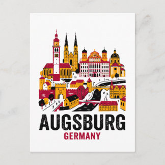 Carte Postale Augsbourg Allemagne Toile de fond Voyage Nouveauté