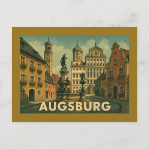 Carte Postale Augsbourg Allemagne Ville Art