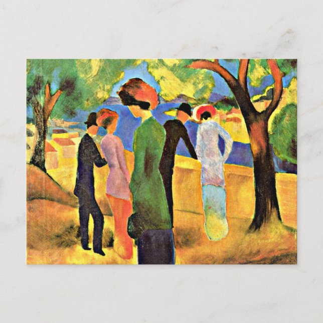 Carte Postale August Macke art: Woman in Green Jacket (Devant)