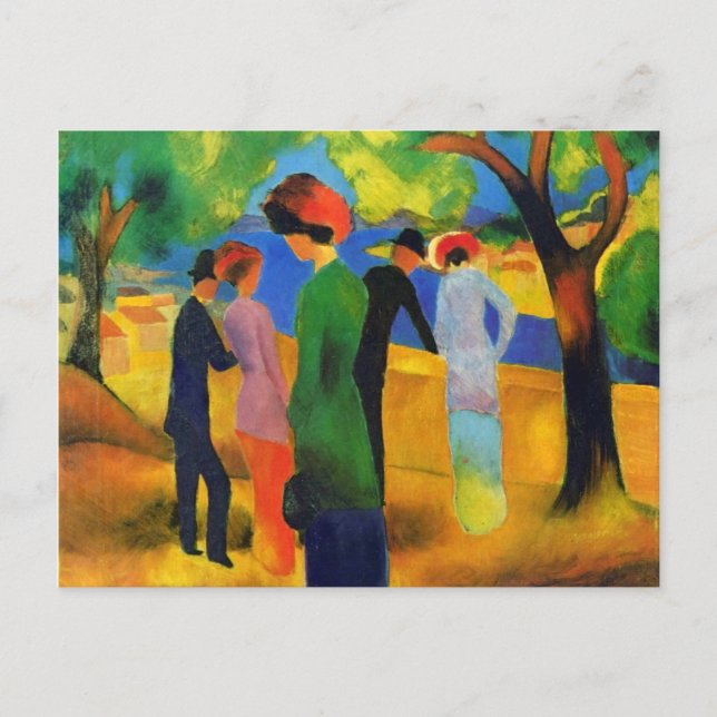 Carte Postale August Macke - La dame dans une veste verte (Devant)