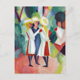 Carte Postale August Macke Trois filles aux chapeaux de paille j